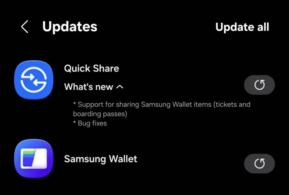سامسونج تتيح الآن مشاركة عناصر Samsung Wallet عبر Quick Share — Samsung now allows sharing of Samsung Wallet items via Quick Share